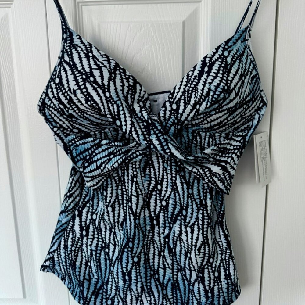 Women's Nine West 2 Piece Bathing Suit Navy Blue Size L BNWT